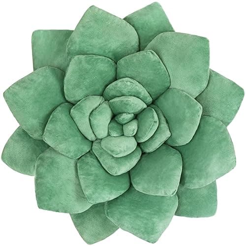 OtGalk 3D Greenery-Inspired Shaped Pillow - 17.8'' Flower Pillow, Plant Cushion for Bedroom, Home Decor - Soft Plush Decorative Throw Pillow, Unique Green Plant-Shaped Design thumbnail 8