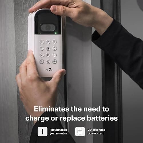 myQ Smart Garage Door Video Keypad Wired Power Adapter Kit-Works with Chamberlain, LiftMaster and Craftsman openers, White thumbnail 2