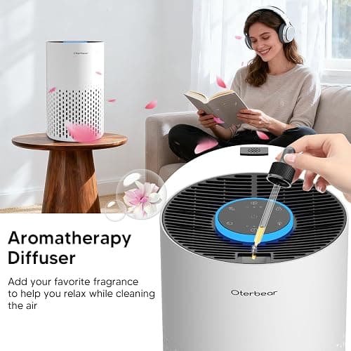 Air Purifiers for Home Bedroom Up to 1250 Ft² - H14 HEPA Air Purifier with Aroma & Sleep Mode - 24dB Small Room Air Purifier for Allergies, Smoke, Dust, Pollen, Pet Dander,4000B,White thumbnail 6
