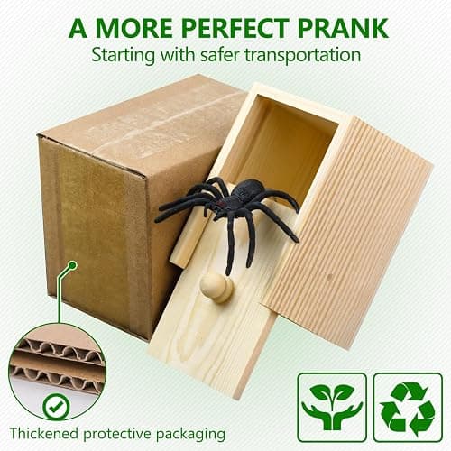 PARNIXS Wooden Surprise Spider Prank Box，Handcrafted Spider in a Box for Adults and Kids，Fake Realistic Spiders Toy,Hilarious April Fools Day or Christmas Surprise Toy and Gag Gift Practical Joke thumbnail 7