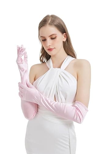 sodknow Long Gloves Costume Women Long Satin Opera Gloves Elbow Length | Halloween Cosplay 1920s Gatsby Evening Party Dress Up thumbnail 9