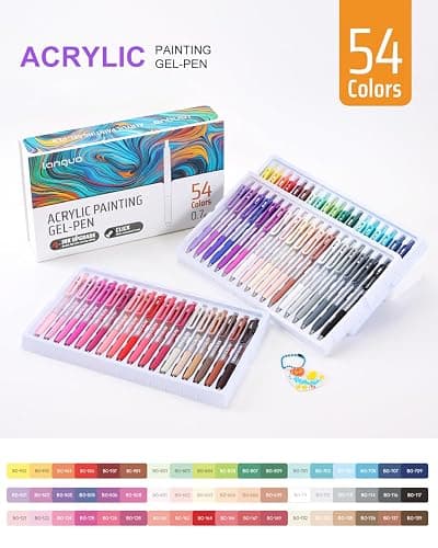 Xipan Acrylic Colored Pens Set, 54 Colors Retractable Gel Ink Pens, 0.7mm Fine Point Colorful Pen for Black Paper, Rock, Glass, Fabric and Art Crafts Supplies, Color Pen for Journaling Note Taking thumbnail 3