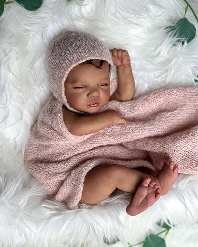 Anano Black Reborn Baby Dolls Girl, 19 in Realistic Baby Doll, Silicone Babys Doll, Black Silicone Reborn Dolls, African American Newborn Babies Brown Skin with Accessories thumbnail 6