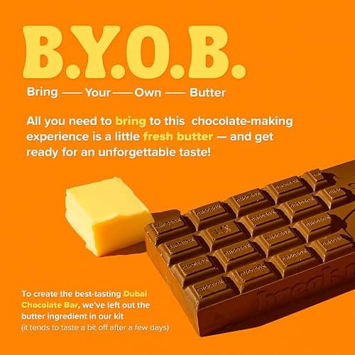 Chocbox Viral Dubai Milk Chocolate Bar Kit - Includes Chocolate Mold, Choc Wafers, Shredded Kataifi, Pistachio Cream - DIY Gift Box Dubai Kit - Great Gift thumbnail 3