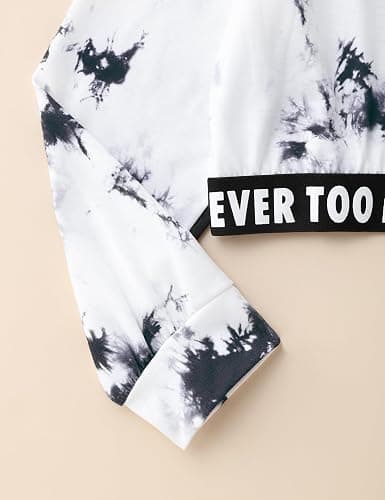 Glaoly Girls Clothes Tie-Dye Long Sleeve Sweatshirt Cool Patchwork Sweatpants 2 Piece Girls' Clothing Sets Size 6-14 Years - Tie Dye-white - 13-14 Years thumbnail 6