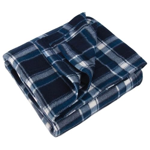 50x60 Throw Blankets, Plaid Fleece Throw Blankets for Bedroom, Couch, Livingroom, Chair, Pets, Outdoors (Blue) - Image 1