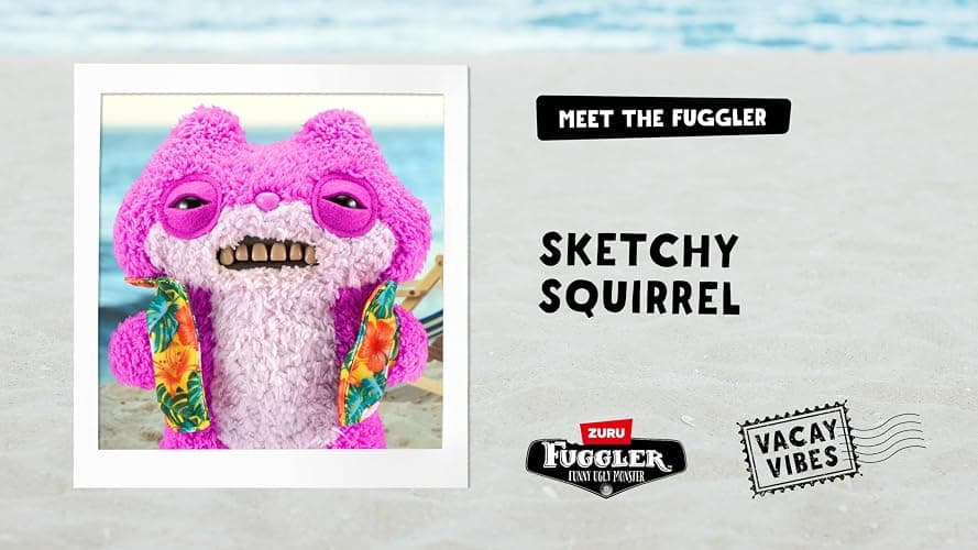 Fuggler Vacay Vibes by ZURU, Funny Ugly Monster, Plush, Collectible, Toy (Sketchy Squirrel - Pink) thumbnail 6
