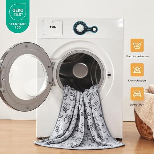 Luciphia 1 Pack 3 Blankets Fluffy Premium Fleece Pet Blanket Flannel Paw Printed Throw for Dog Cat Grey Paw Large(41"x31",Pack of 3) thumbnail 6