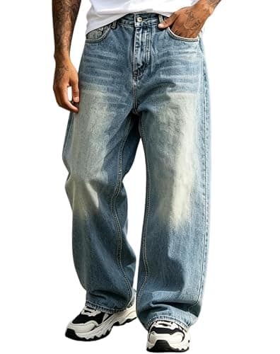 Mens Straight Leg Jeans Y2k Baggy Skater Jeans Joggers Vintage Denim Pants for Men - Image 1