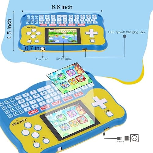 LUHYAUAN Kids Tablet/Baby Learning Pad with 102 Activities/Toddler Tablet with ABC Alphabet/Music/Math Interactive Educational Electronic Toys Gifts Handheld Game for Preschool Boys Girls Ages 3-12 - Blue thumbnail 2