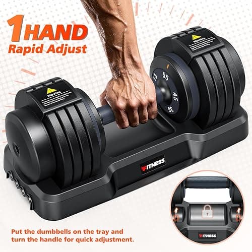 Rendpas Adjustable Dumbbells Set of 2, 1 Hand Adjustable Weights Dumbbells Set, 5 in 1/10 in 1 Free Dumbbell with Anti-Slip Texture Handle, 25/55/80lb Pair Weight Set For Home Gym Suit both Men and Women thumbnail 3