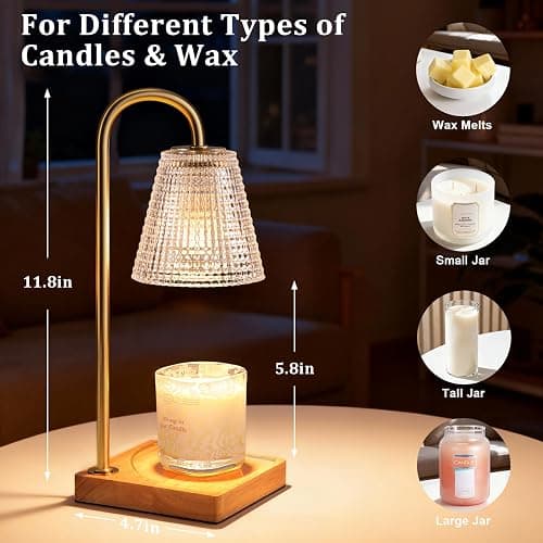 Hong-in Candle Warmer Lamp with Timer Dimmer,Birthday Gifts for Women Mom Sister,House Warming Gifts New Home Room Decor,Vintage Wax Warmer for Scented Wax Jar Candles thumbnail 2