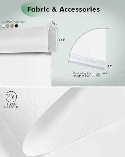 Yoolax Motorized Blinds with Remote, Blackout Automatic Shades for Indoor Windows, Easy Install Electric Roller Shades for Bedroom Living Room Office, Custom Size (Fabric White) thumbnail 5