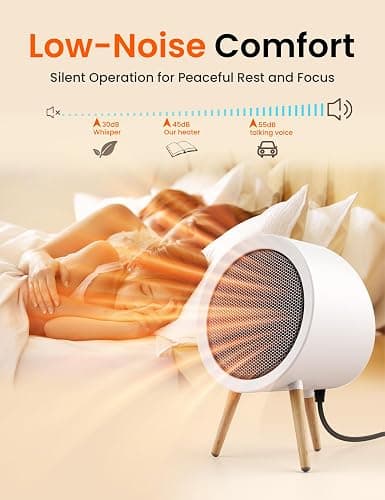 Gaiatop Portable Space Heater for Indoor Use, 1000W/600W Small Electric Desk Heater for Bedroom or Office, 2s PTC Ceramic Heating, Overheat & Tip-Over Protection, Cute Gifts for Women Men, White thumbnail 5