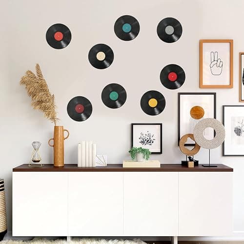 PEUTIER 8pcs Blank Vinyl Record Wall Decor, 8.7 inch Album Cover Posters Wall Art Decorative Fake Vinyl Record Vintage Aesthetic 70s 80s 90s Room Decor for Home Bedroom Wall Music Party Decoration thumbnail 3
