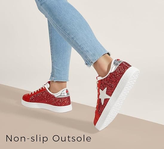LUCKY STEP Women's Fashion Star Sneaker Lace Up Low Top Comfortable Cushioned Walking Shoes thumbnail 2