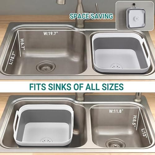 Yecuip Collapsible Wash Basin for Baby Bottles with Drying Rack – 2.4 Gallon Foldable Dish Tub with Handles, Portable RV Camping Sink & Space-Saving Wash Bin with Lid for Kitchen, Travel & Outdoor thumbnail 7