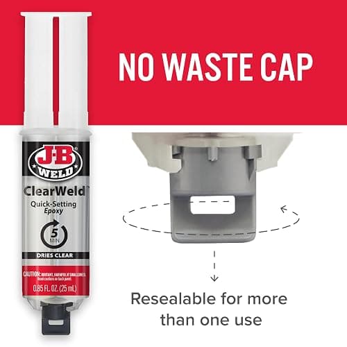 J-B Weld 50112 ClearWeld 5 Minute Set Epoxy Syringe - Clear - 25 ml, 25ml thumbnail 6