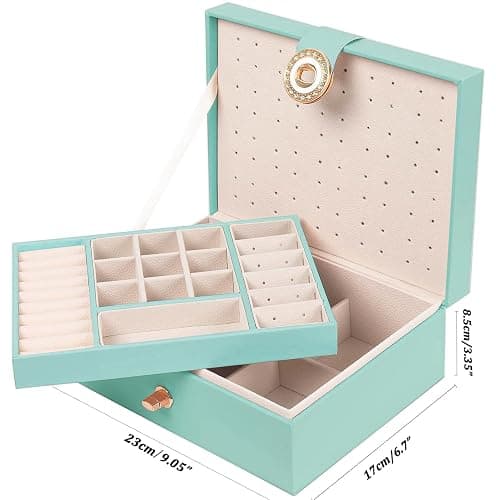 QBestry Girls Jewelry Box for Earrings Jewelry Organizer Box Teen Girls Earrings Organizer Jewelry Box Earring Holder Organizer Stud Earring Box for Girls Womens Jewelry Case Organizer Teal thumbnail 8