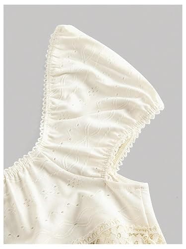SOLY HUX Women's Short Sleeve Babydoll Tops Cute Summer Blouse | Peplum Top for Teen Girls, Square Neck, Lace Tops, Summer T Shirts thumbnail 3