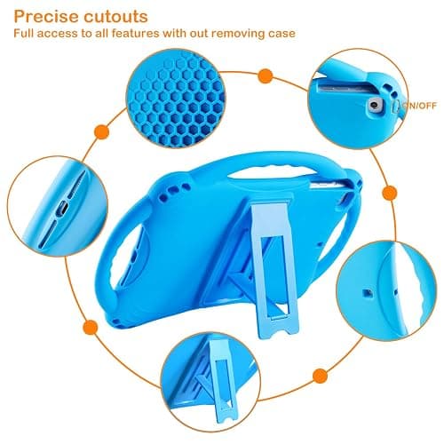 TopEsct Kids Case for iPad mini 5 4 3 2 1,Silicone Childproof Case for iPad mini 5 4 3 2 1, Built-in Handle Stand, Comes with a Strap (Blue) thumbnail 5