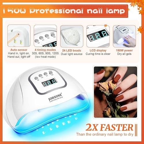JODSONE 36 Pcs Gel Nail Polish Kit with U V Light of 32 Color Gel Polish Nail Collections Base and Top Glitter Coat Manicure Tools thumbnail 5