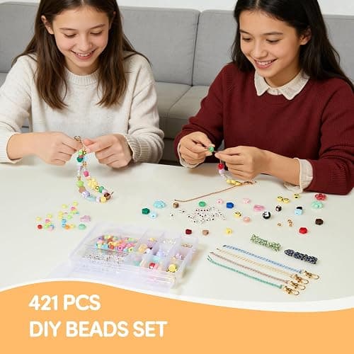 zackal DIY Bracelet Making Kit for Women - 421 Pcs Jewelry Beads Set, Makes 5 Handmade Bracelets, Craft Supplies with Pony Beads & Letter Beads for Adults thumbnail 2