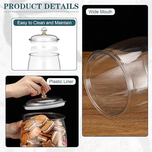 Nuogo 6 Pcs Plastic Candy and Cookie Jar with Lids Decorative Apothecary Jars Candy Buffet Containers Clear Airtight Food Storage Canister Home Decoration(64 oz,Classic) thumbnail 4