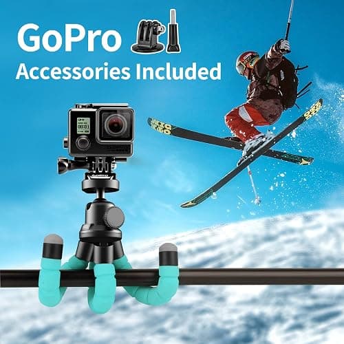 Aureday Phone Tripod, Flexible Tripod for iPhone and Android, Portable with Wireless Remote and Clip for Video Recording/Vlogging/Selfie (Blue) thumbnail 3