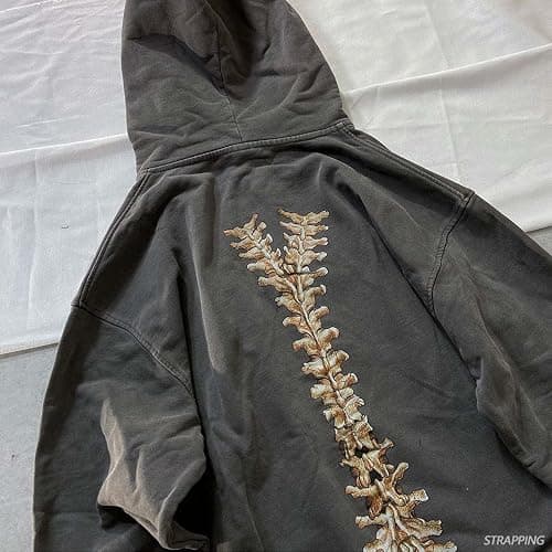 MLAFE Gothic Hooded Sweater Retro Bone Print Hooded sweatshirt Y2K zip-up jacket Grunge Hooded Sweater Harajuku upper garment thumbnail 7