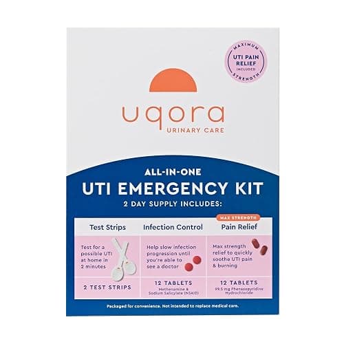 Uqora UTI Emergency Kit - Comes with 2 Urinary Tract Infection Test Strips, 12 UTI Pain Relief Tablets & 12 Infection Control Tablets - Urinary Tract Support - Maximum Strength - Image 1