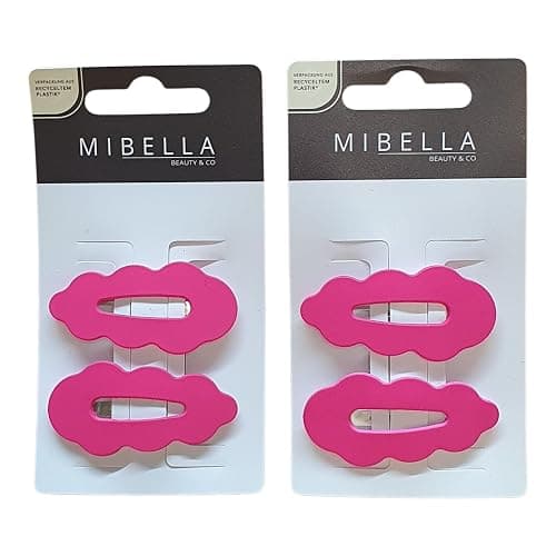 4 Mibella Beauty & Co Haarklammern Set, 4 Stück Wellenförmige Haarclips in Rosa, Metall-Haarspangen für Alle Haartypen, Moderner Glamouröser Stil - 28661 - Image 1