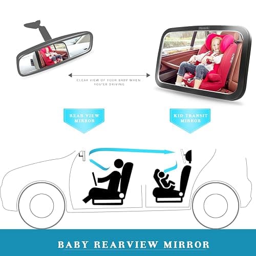 Shynerk Baby Car Mirror, Safety Car Seat Mirror for Rear Facing Infant with Wide Crystal Clear View, Shatterproof, 360° Rotation, Crash Tested and Certified thumbnail 6
