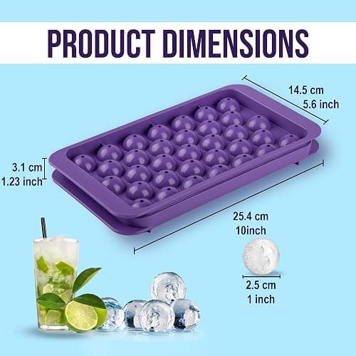 Pink Mini Round Ice Cube Tray for Freezer – 33 Small Sphere Ice Cubes (1.1") – Hard Plastic Ball Ice Mold, Cute Compact Circle Ice Tray for Cocktails Coffee Whiskey & Iced Drinks – 1 Count thumbnail 3