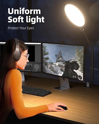Weilisi 10.2" Desk Ring Light with Stand for Video Call, Ring Light for Desk with Clamp, 360° Rotate & Flexible Height Desk Light, Adjust Arm Desk Lamp for Home Office, Podcast, Gaming, Recording thumbnail 2