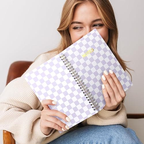 Humyoun 5 Pack Checkered Spiral Notebooks 8.27 x 5.51 Inch Cute Work Notebooks A5 College Ruled 160 Pages/ 80 Sheets Aesthetic School Supplies for Employee Worker Stuff School Office Supplies(Pastel) thumbnail 5