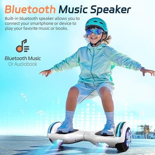 Scooter with Bluetooth Corlorful LED Lights, 6.5" Wheels, Dual 300W Motor Scooter for Kids Girls Boys Adults, All Ages thumbnail 2