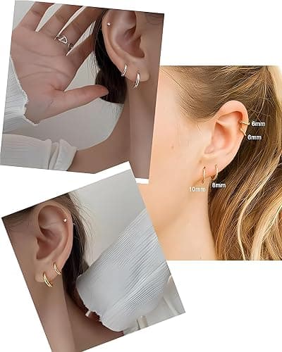 316L Surgical Stainless Steel Huggie Hoop Earrings 6mm 8mm 10mm 11mm 12mm 14mm Hypoallergenic Earrings Hoop Cartilage Helix Lobes Hinged Sleeper Earrings For Men Women thumbnail 6