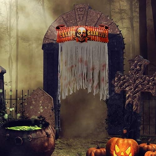 Kesoto Clown Halloween Decorations Bloody Doorway Curtain Creepy Carnival Door Curtain Decoration, 54 x 38 in thumbnail 5