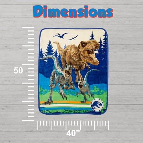 Franco Jurassic World Dominion Rexy T-Rex Kids Bedding Super Soft Silk Touch Throw, 40 in x 50 in, (Official Licensed Product) thumbnail 2
