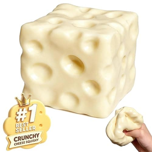 Crunchy Cheese Squishy Asmr Bead Filled, Slow Rising Squeeze Fidget Toy | Durable Portable Slow Rebound Calming Tool for Kids Adults - Image 1