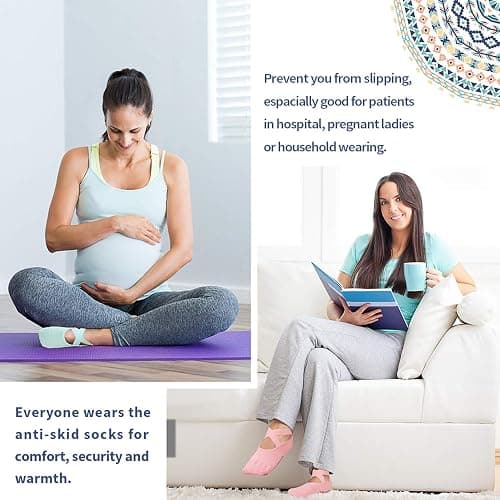 Ozaiic Pilates Socks for Women Non Slip Grip, Yoga Socks with Grippers for Barre, Hospital, Ballet, Dance, Barefoot Workout thumbnail 7