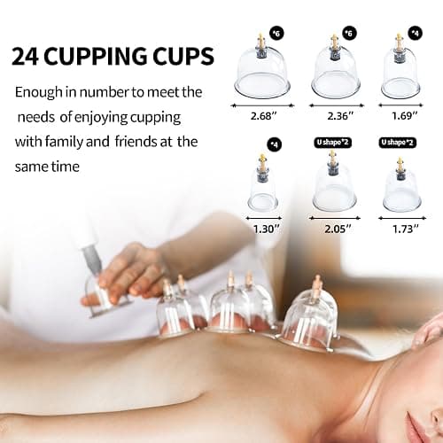 Cupluw Cupping Set, 24 Cups Cupping Kit for Massage Therapy, Chinese Cupping Therapy Set with Magnetics, Professional Vacuum Cupping Set for Cellulite Reduction Muscle Pain Relief with Manual Pump thumbnail 4