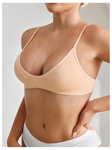 SweatyRocks Women's Triangle Bralette Plunge Bra V Neck Wireless No Padded Soft Comfortable Everyday Sleep Bras thumbnail 4