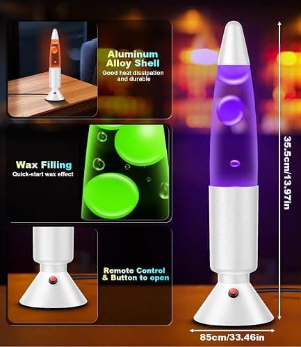 PHEJIE T90753-S-14-EU Lámpara líquida con cambio de color RGB de 36 cm con mando a distancia: luz ambiental con ciclo automático para dormitorios infantiles, decoración de escritorios de oficina thumbnail 5