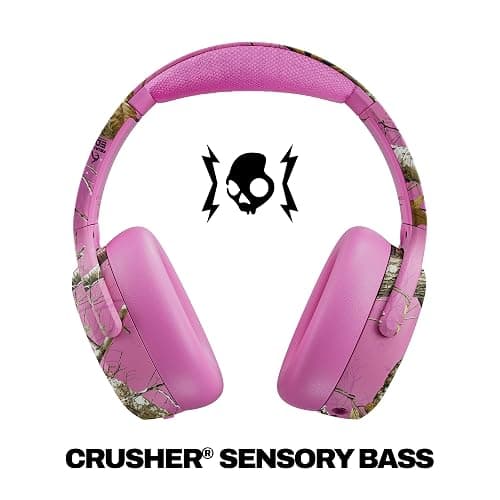 Skullcandy Crusher ANC 2 Wireless Over-Ear Bluetooth Headphones with Multi-Sensory Bass, Active Noise Cancelling, Up to 60 Hours Battery, Microphone for iPhone Android - Realtree Edge Colors Pink thumbnail 2
