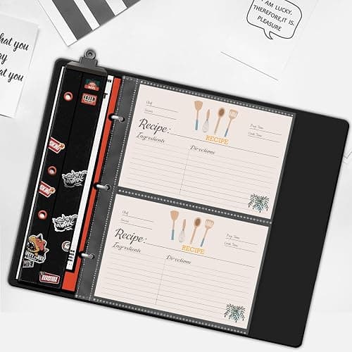 TAOLABV 50 Pack Recipe Card Page Protectors, Page Size 6.8 x 8.7 in | 4x6 in Clear Recipe Card Sleeves, 2 Pockets Per Page, Sheet Protectors for Compact 3 Ring Recipe Binder Refill Pages thumbnail 2