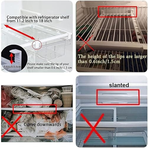 YekouMax Fridge Drawer Organizer, Refrigerator Organizer Bins, Pull Out with Handle, Fridge Shelf Holder Storage Box, Clear Container for Food,Drinks,Fit for Fridge Shelf Under 0.6" (2 Pack Medium) thumbnail 3