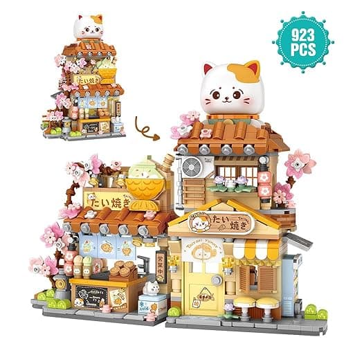 Lucky Cat Building Set,Openable Taiyaki Shop 923PCS Mini Brick Building Toy for Boys Girls Age 8+ - Orange thumbnail 4