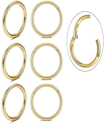 Unisex Dainty Tiny 18k Real Gold Plating Cartilage Huggie Hoop Earrings, 16G Surgical Steel Small Endless Hinged Hoops Earring for Earlobe Cartilage Helix Rook Daith Conch Nose Lip Body Piercing Jewelry - Image 1